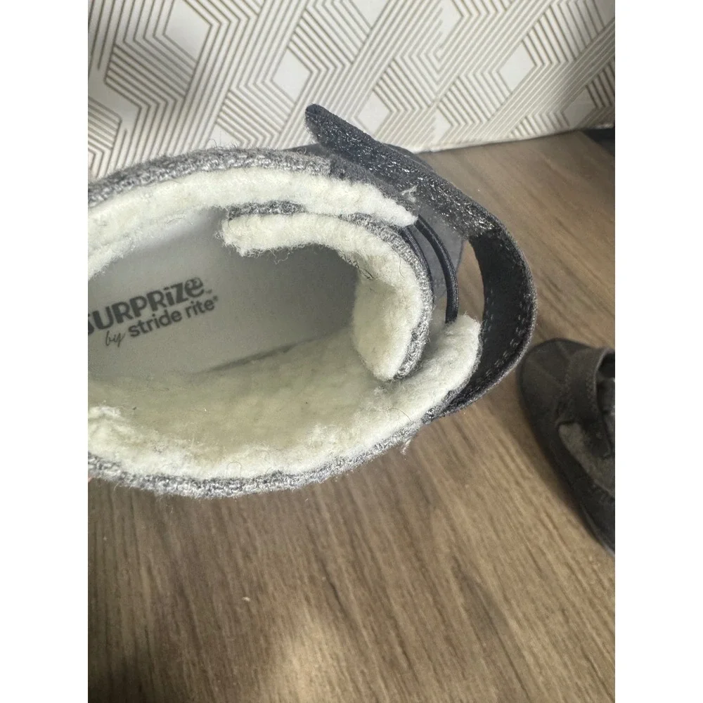 Surprize by Stride Rite Baby Boots‎ Gray Faux Fur Lined Soft Sole 12-18 Months